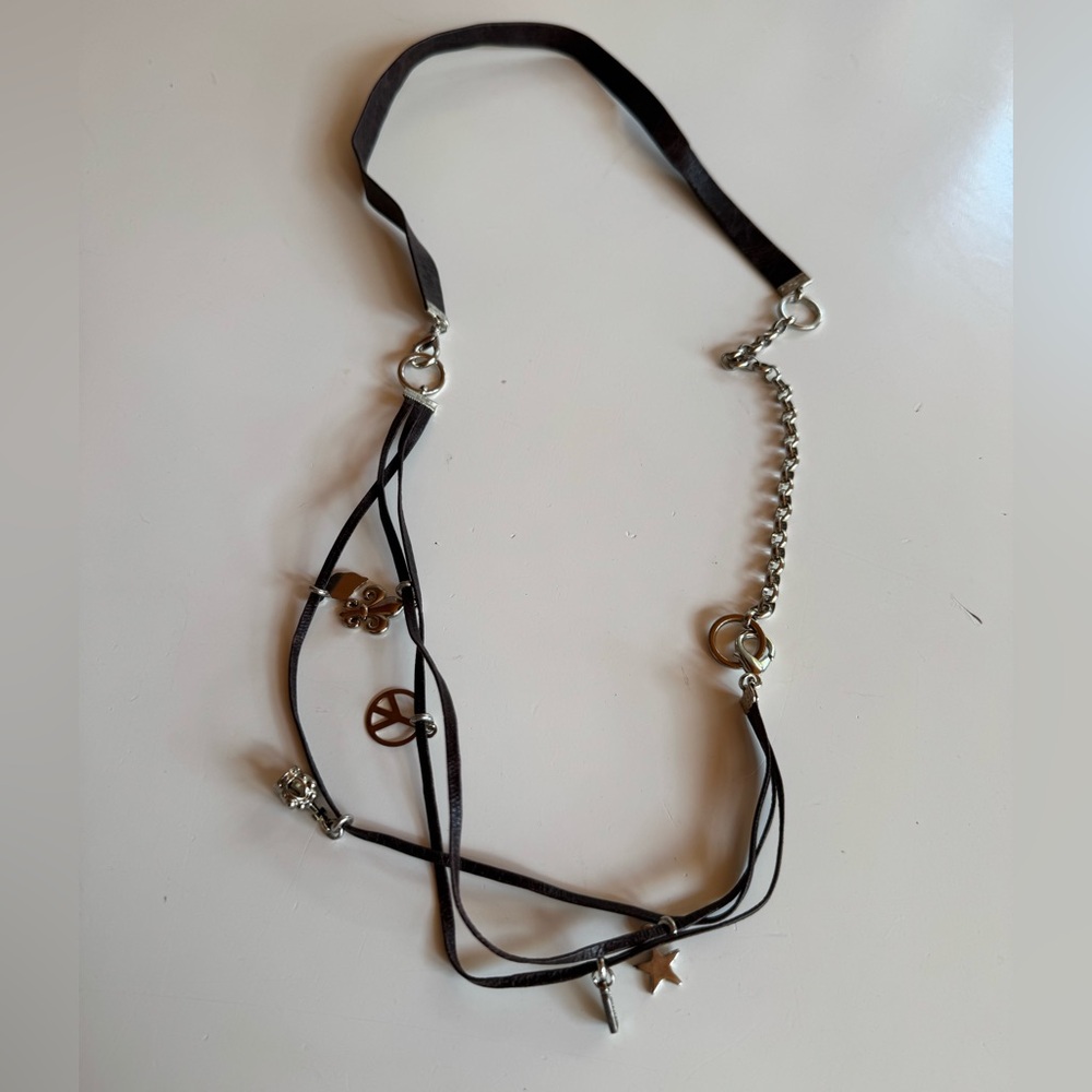 🫟3/$25🫟 Funky Brown leather and silver toned necklace by Fixation.
